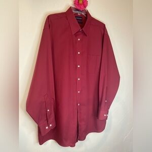 Stafford Performance~Men’s Cotton Blend Dress Shirt~Maroon~Size 17 1/2 (34-35)